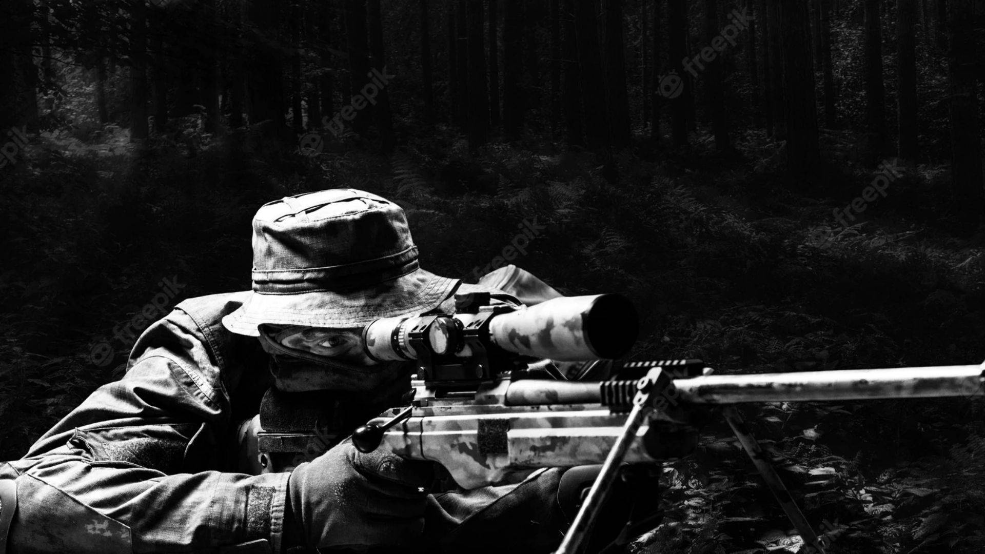 Grayscale Sniper Soldier Wallpaper