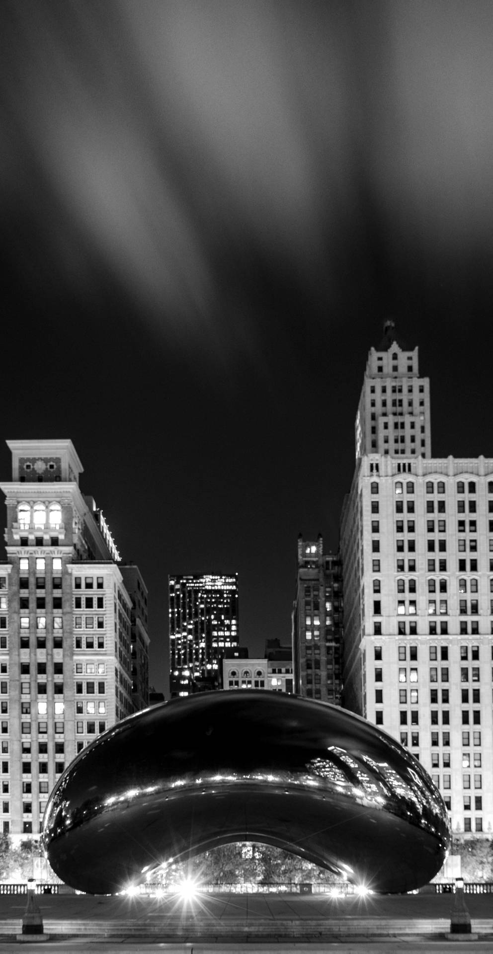 Grayscale The Bean Chicago At Night Wallpaper