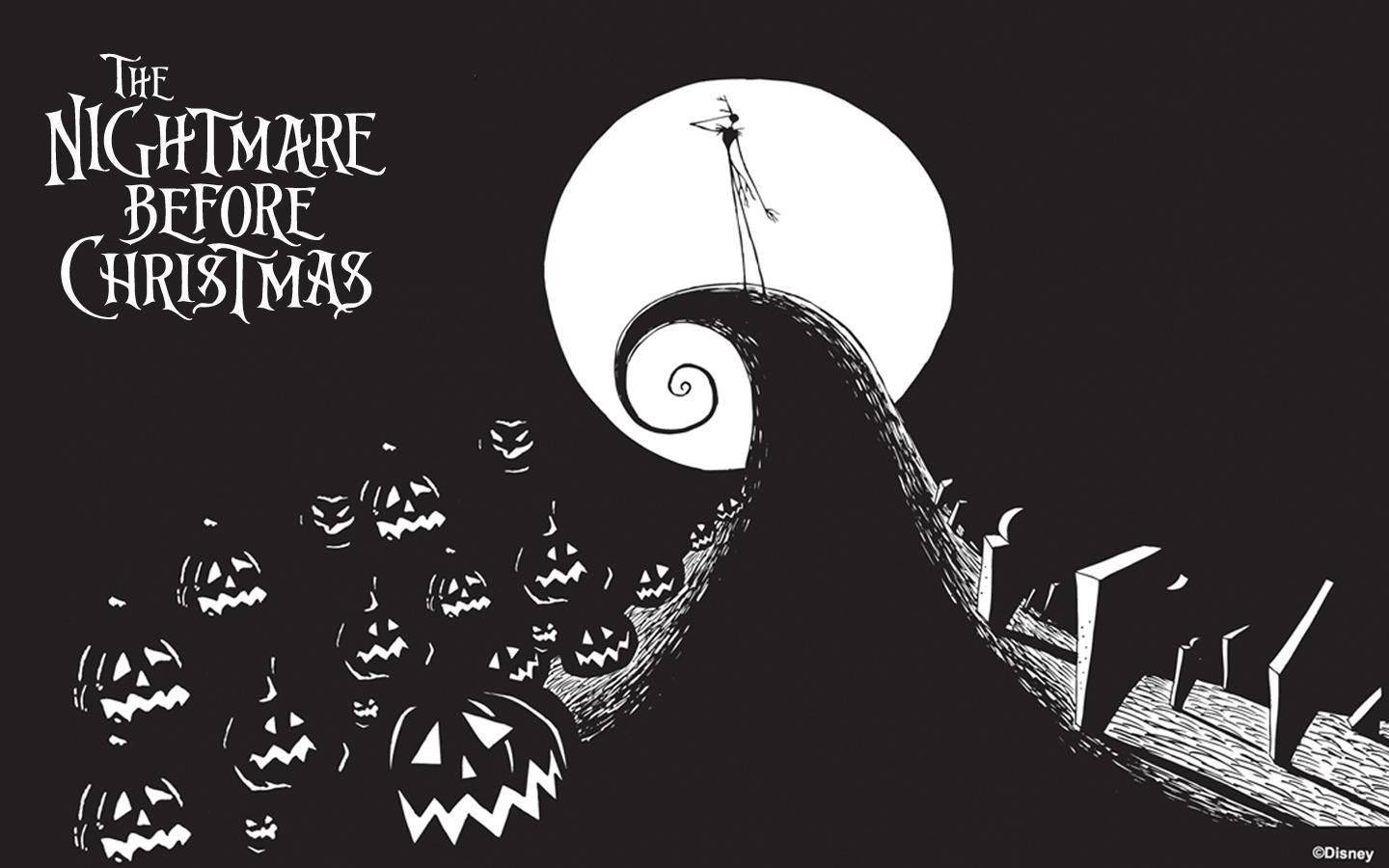 Grayscale The Nightmare Before Christmas Wallpaper