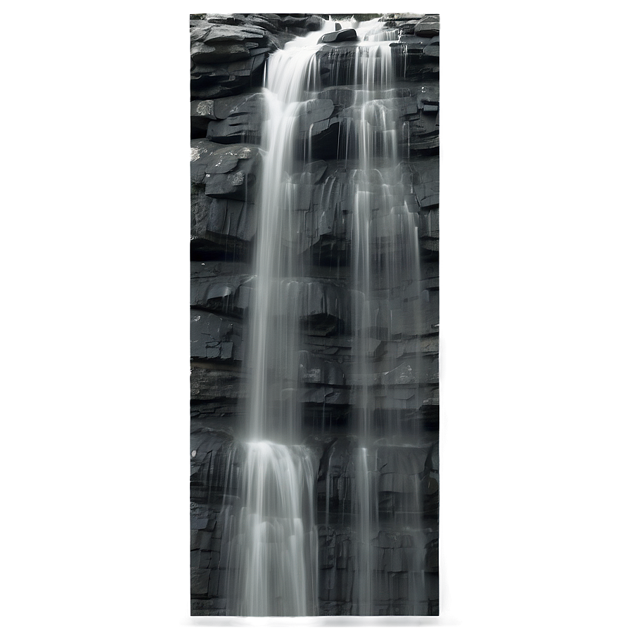 Grayscale Waterfall Scene Png Fga47 PNG