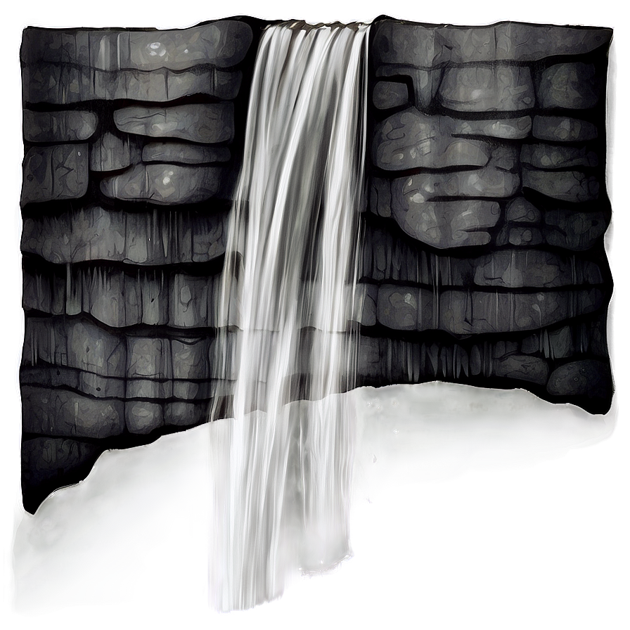 Grayscale Waterfall Scene Png Lax57 PNG