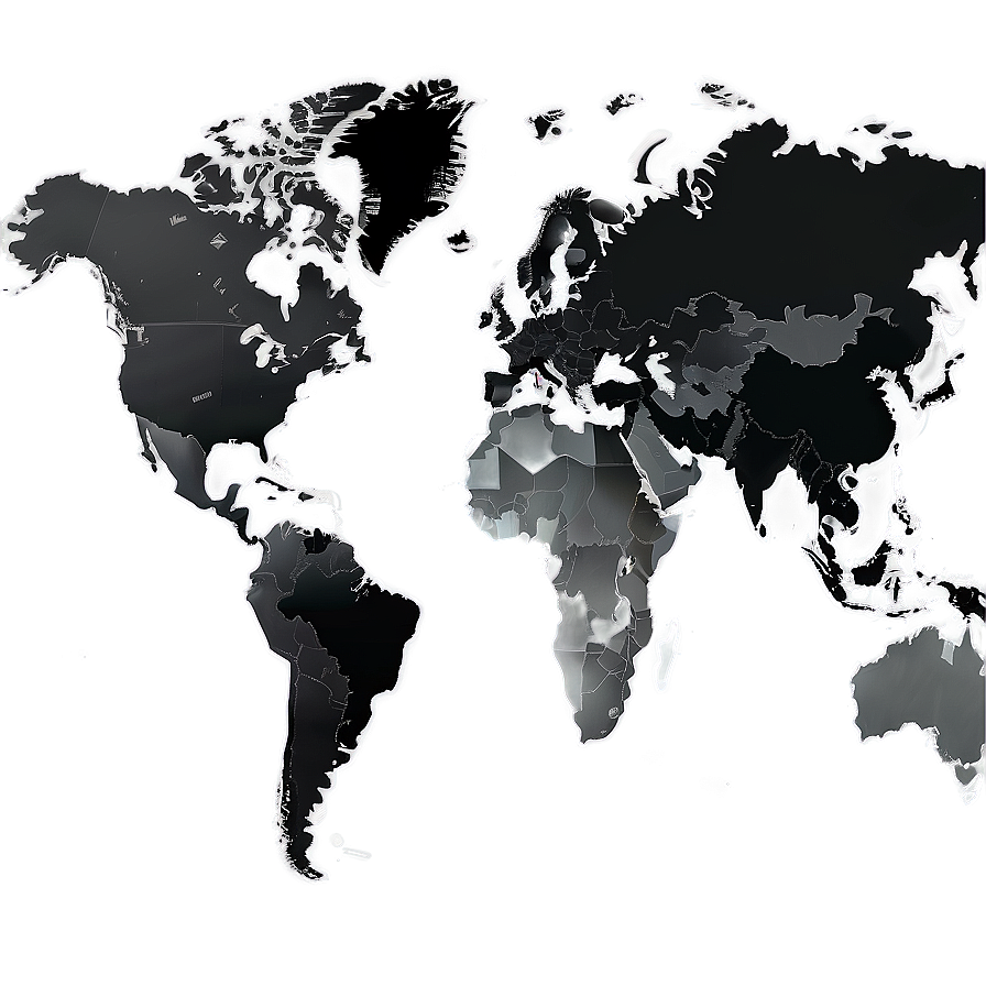 Grayscale World Map Png 06252024 PNG