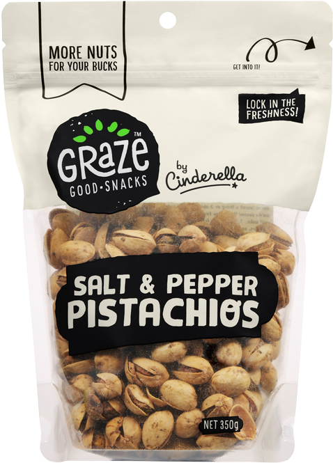 Graze Saltand Pepper Pistachios Packaging PNG