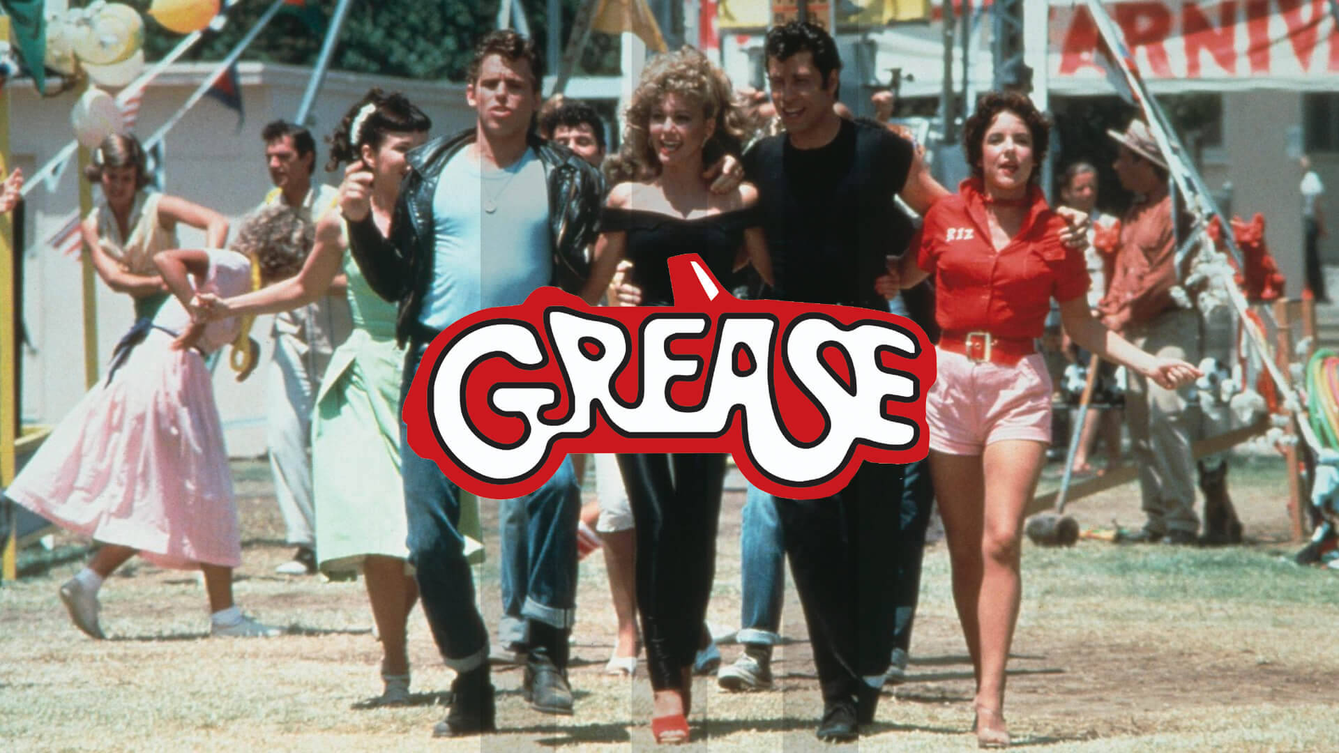 Grease White Red Movie Title Wallpaper