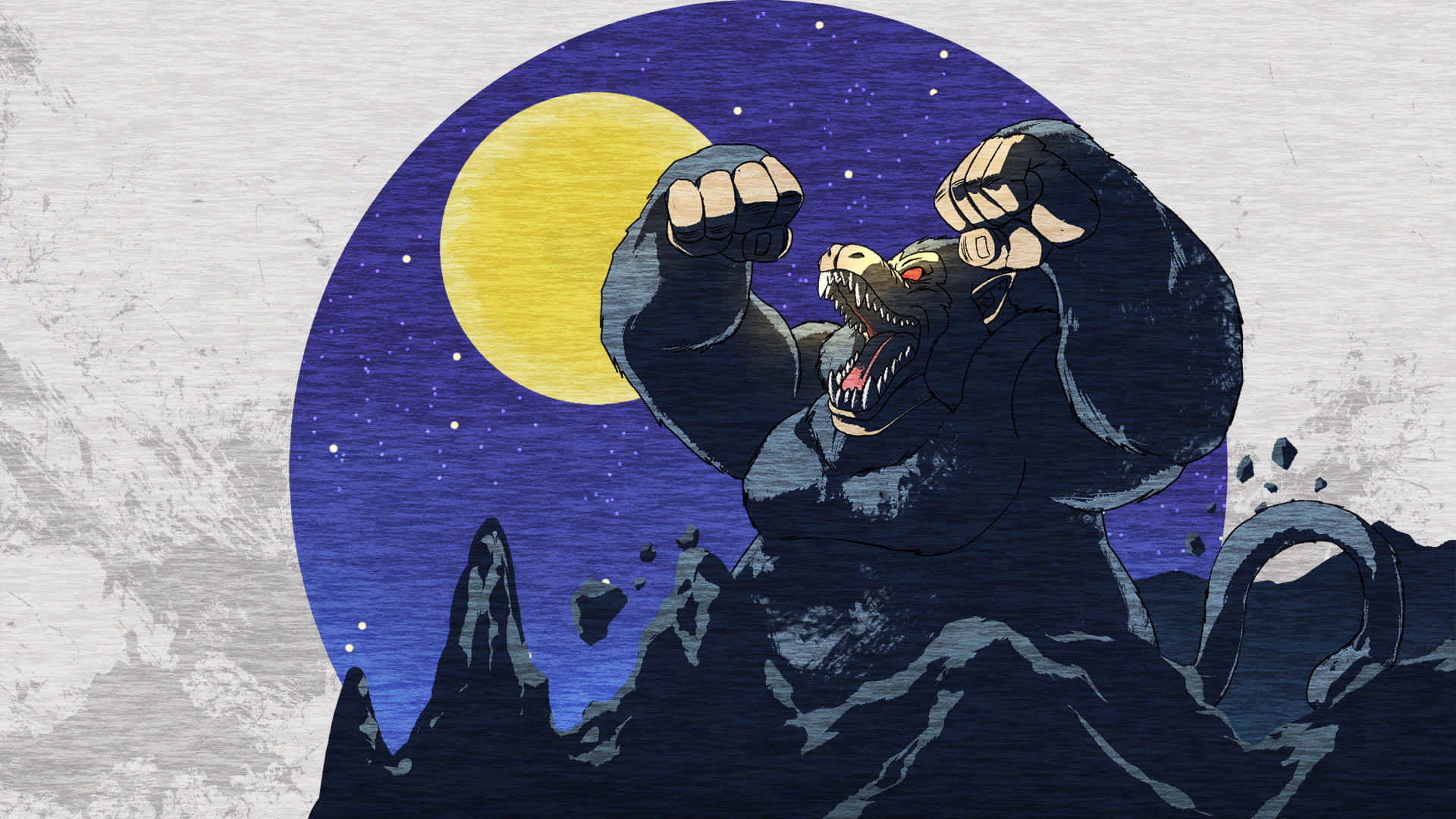 A magnificent great ape family peacefully hanging out Wallpaper