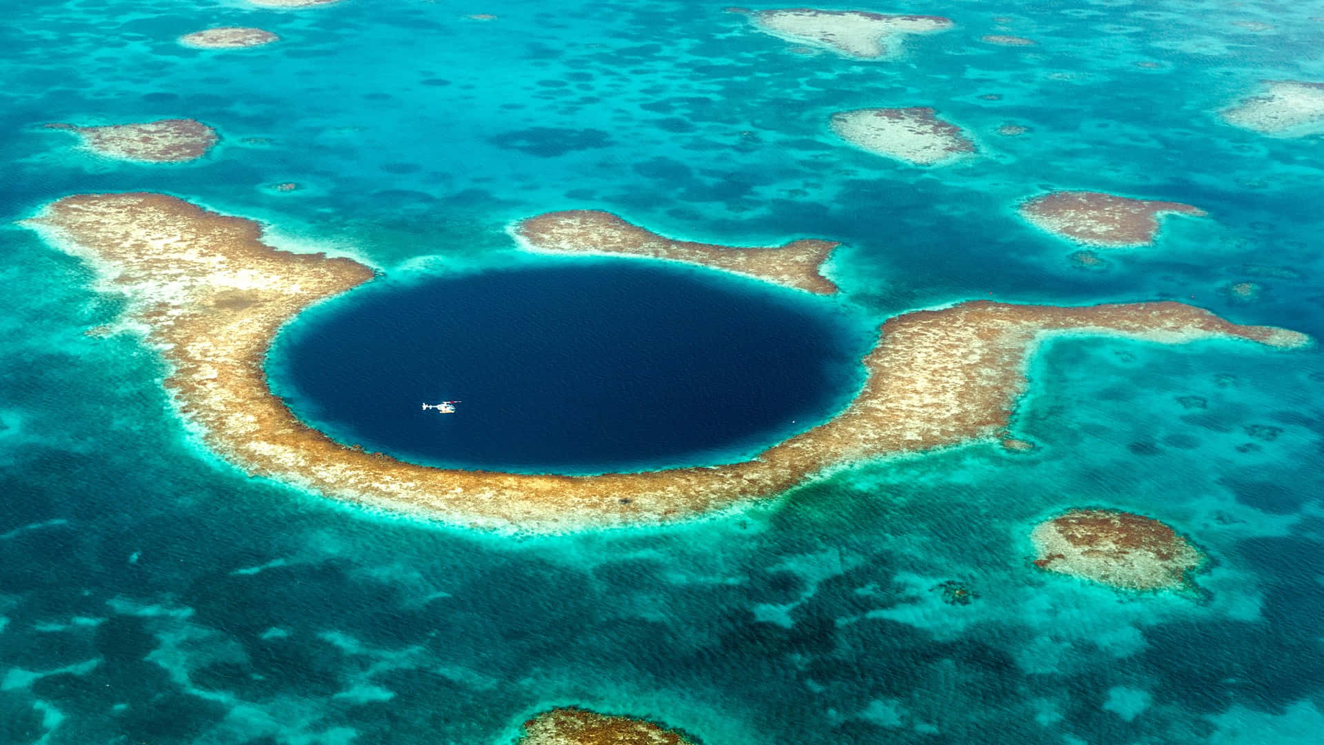 Storblå Hål Belize Utanför Kusten. Wallpaper