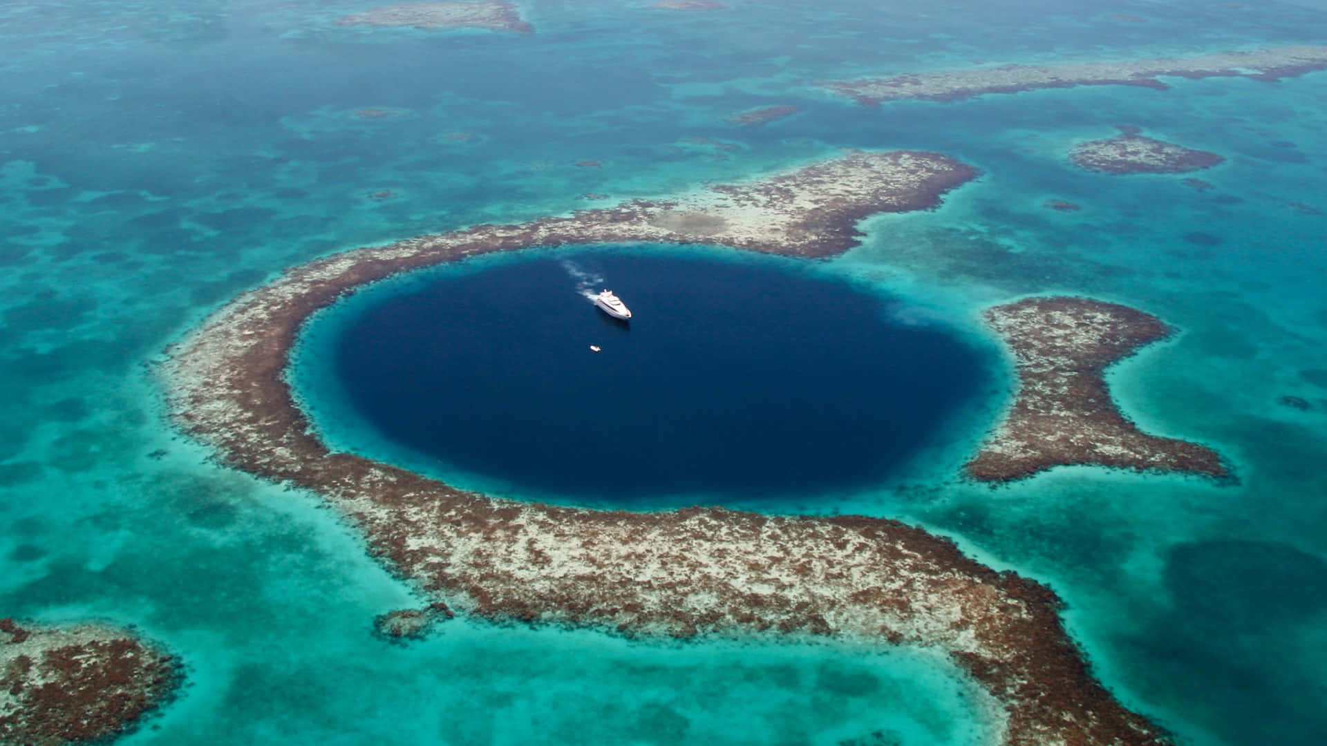 Storblå Hål Nära Belize. Wallpaper