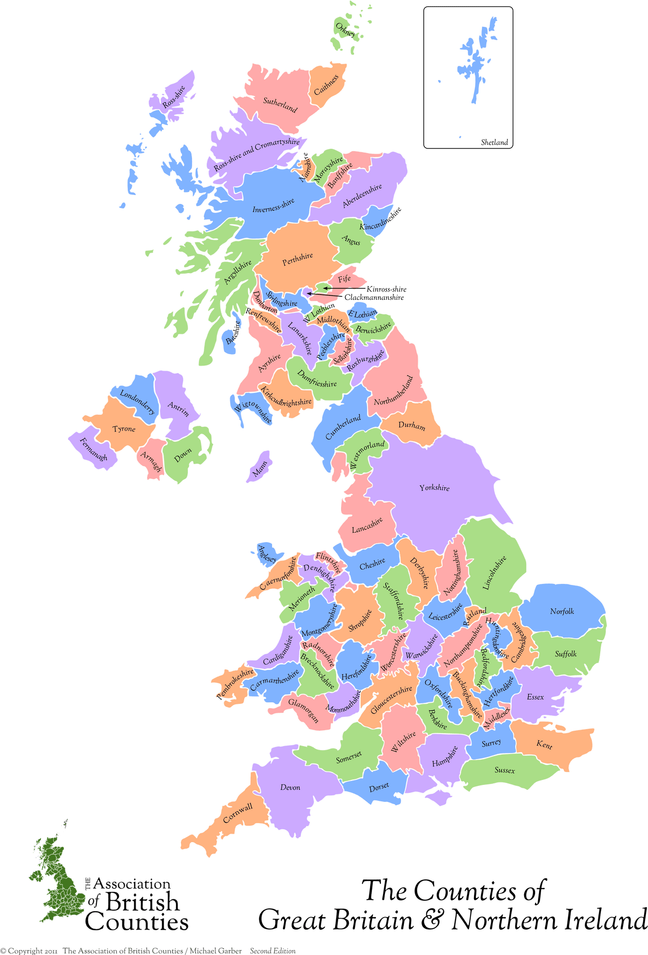 Great Britainand Northern Ireland Counties Map PNG