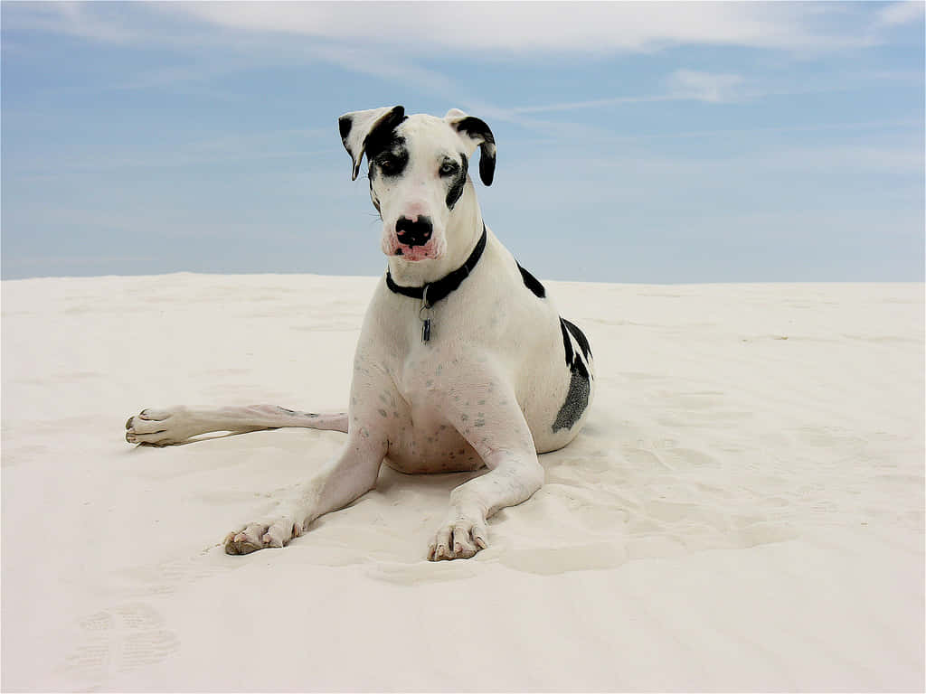 Great Dane Bersantai Di Bukit Pasir Wallpaper