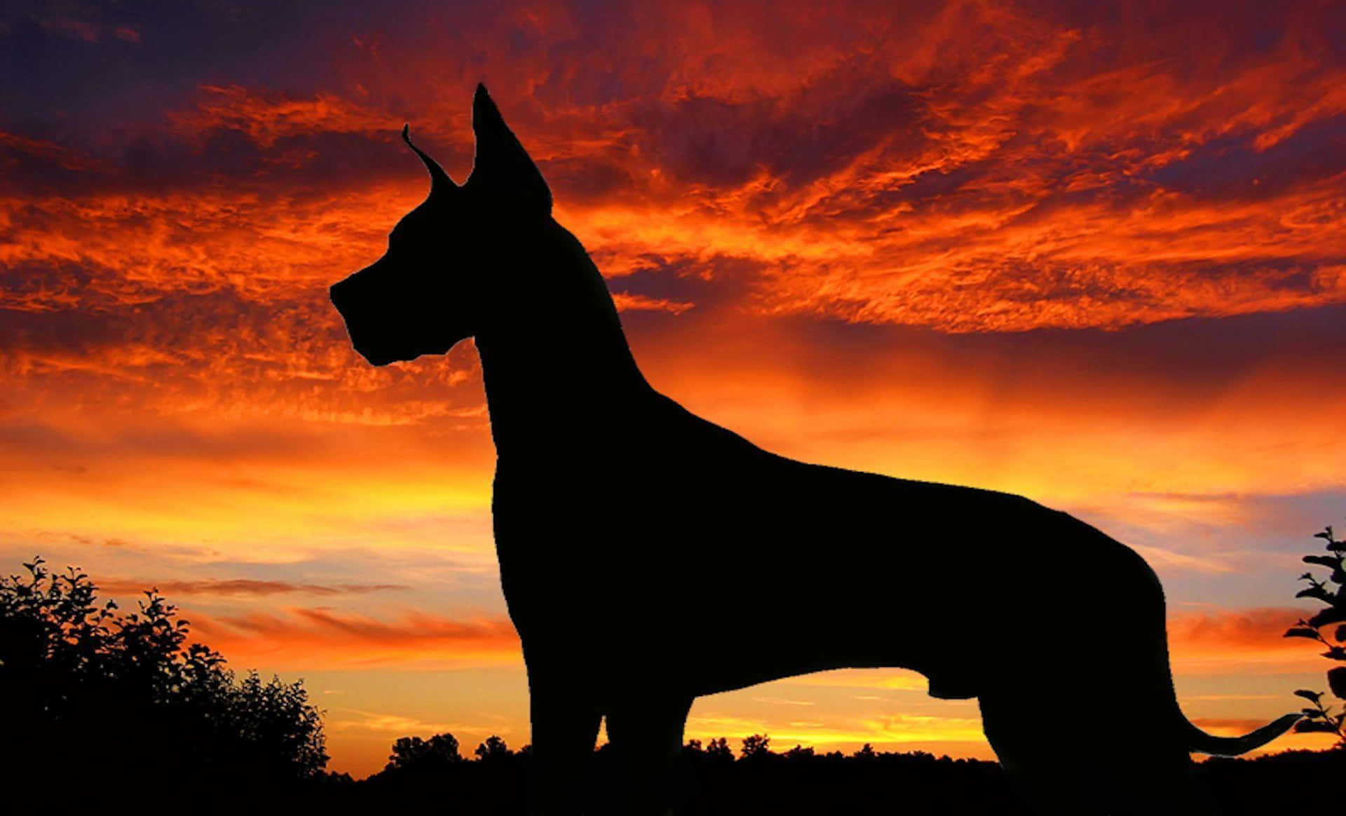 Silhouette Great Dane Di Senja Wallpaper