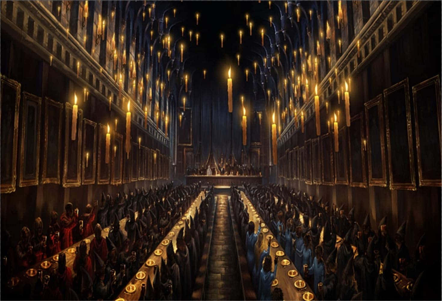 Magical Great Hall of Hogwarts in Harry Potter Desktop Wallpaper Wallpaper