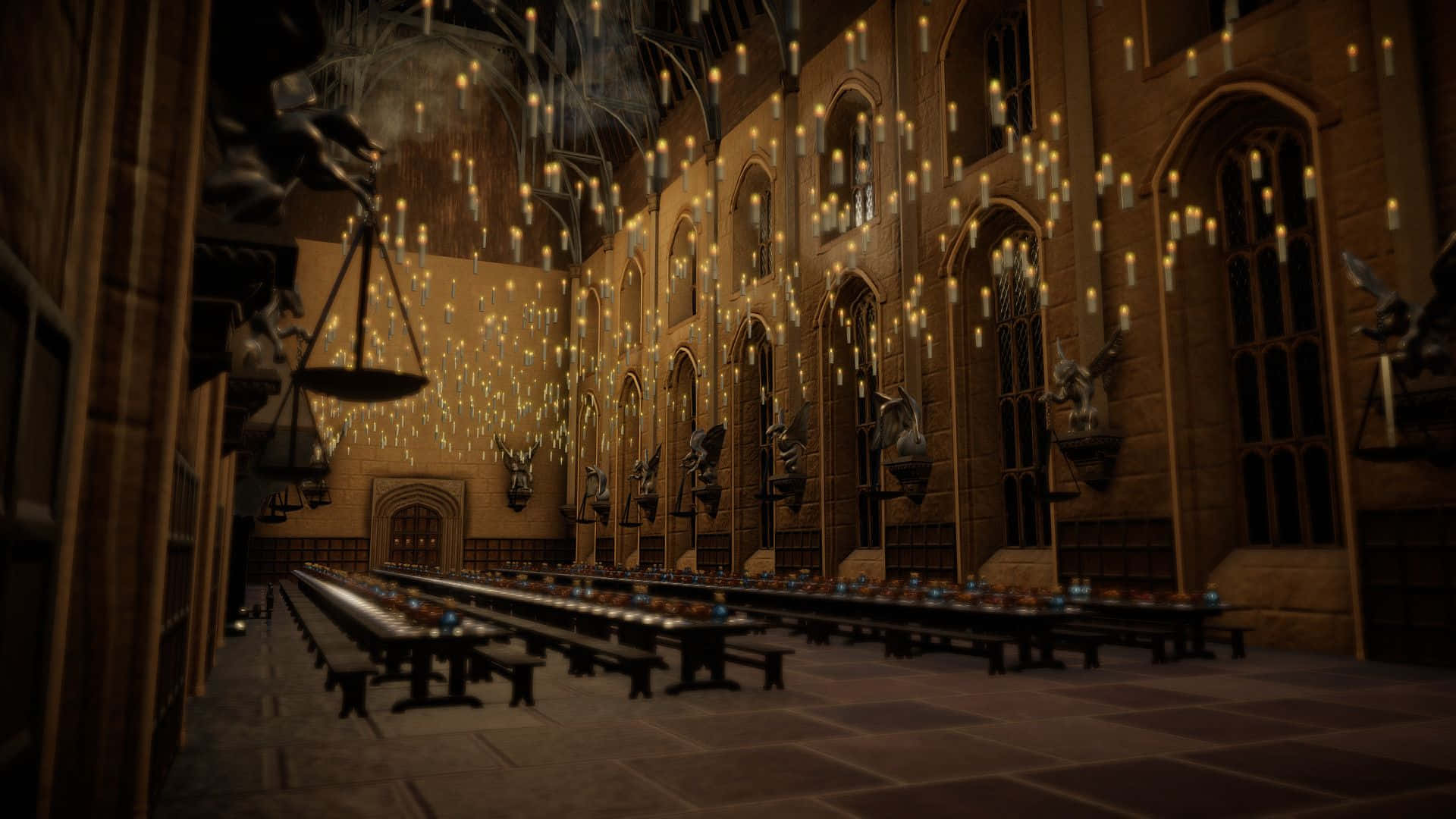Enchanting Great Hall from the magical world of Harry Potter Wallpaper