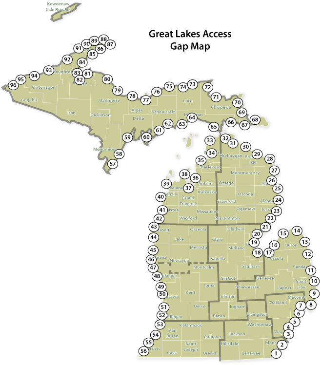 Great Lakes Access Gap Map PNG