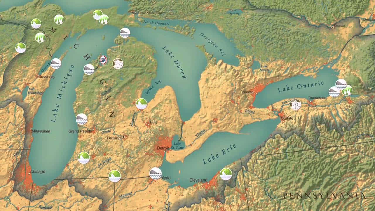 Imagendel Mapa De Los Grandes Lagos Del Mundo.