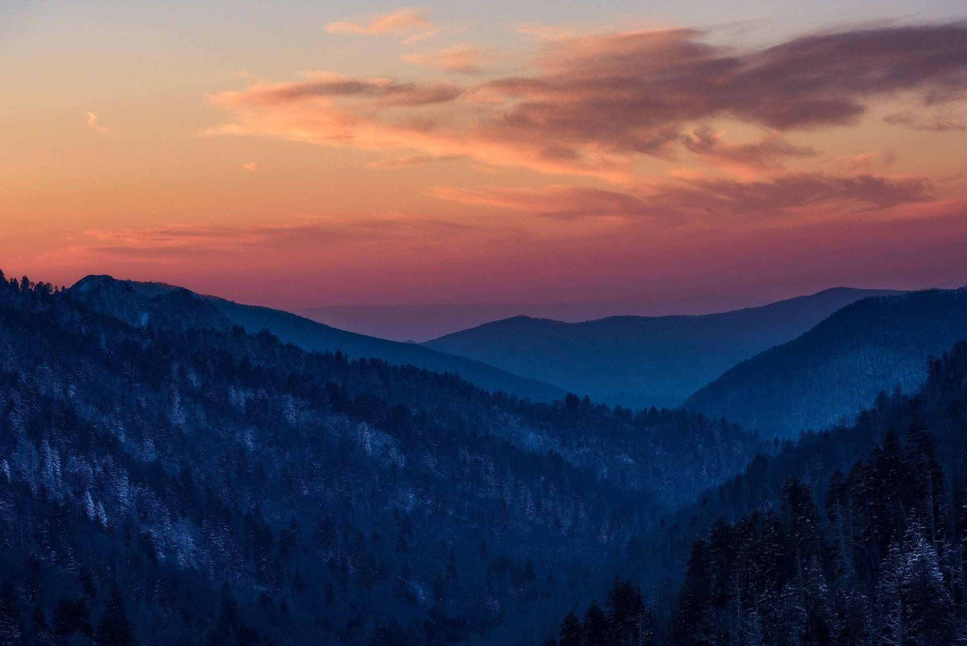 Beautiful Sunset In The Great Smoky Mountains Wallpaper