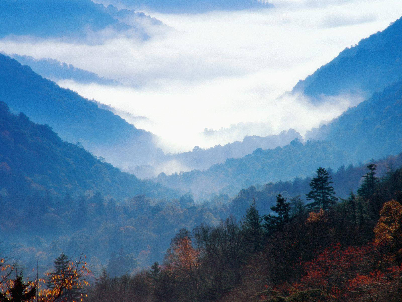 Nuvoledense Nelle Great Smoky Mountains. Sfondo
