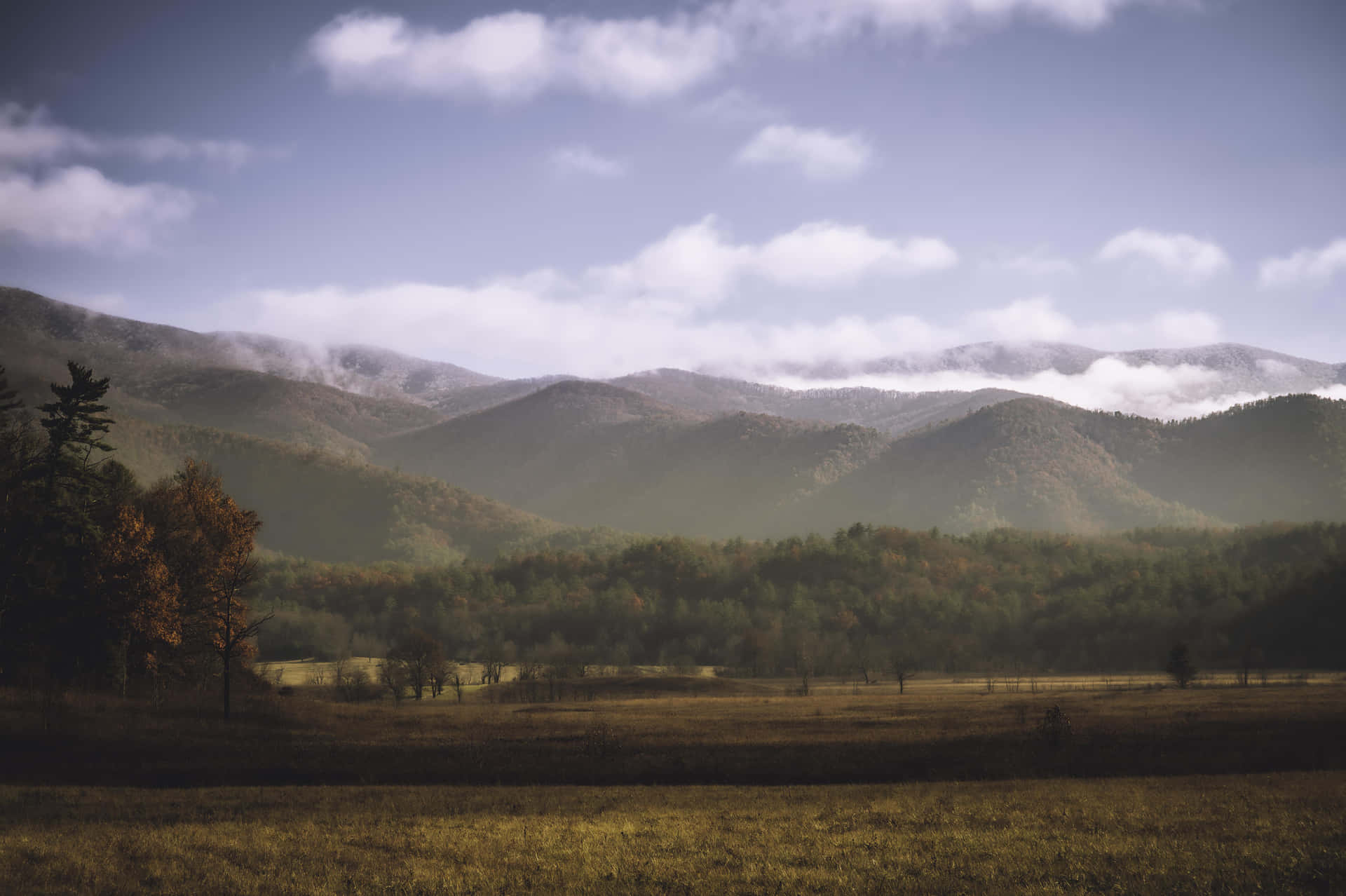 Great Smoky Mountains National Park Cloudy Sky Wallpaper