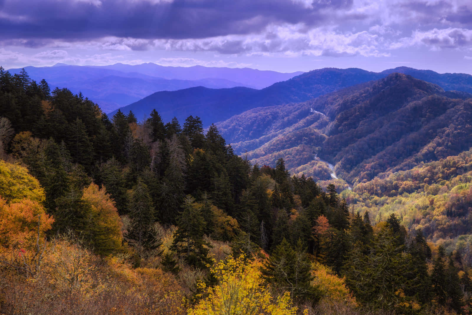 Great Smoky Mountains National Park Purple Sky Wallpaper