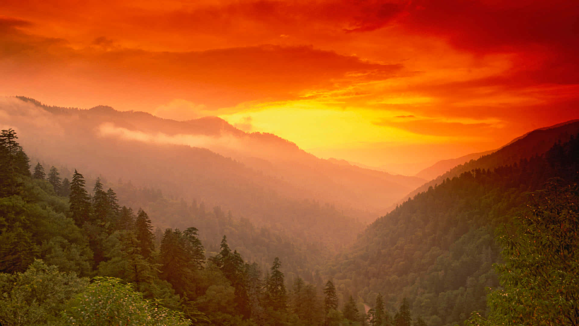 Great Smoky Mountains National Park Sky Sun Wallpaper