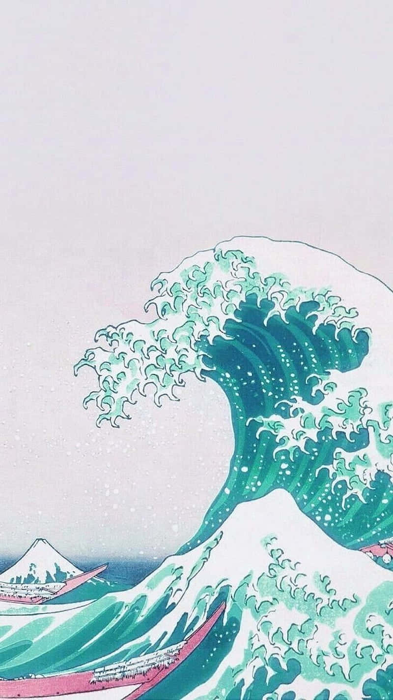 Great Wave Off Kanagawa Retro Aesthetic Wallpaper