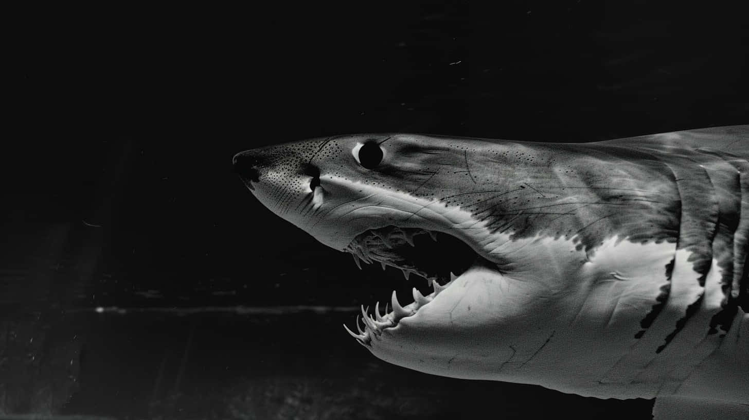 Great_ White_ Shark_ Closeup_ B W Wallpaper