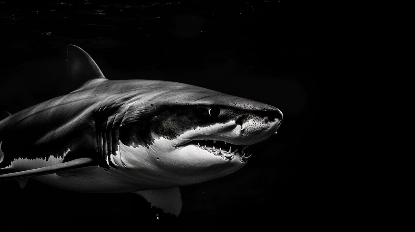 Great_ White_ Shark_ Closeup_ B W.jpg Wallpaper