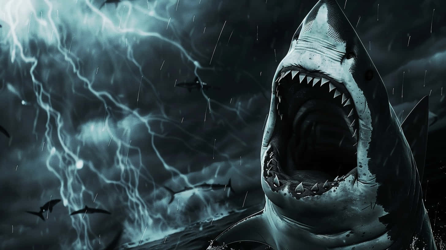 Great_ White_ Shark_ Stormy_ Sea Wallpaper