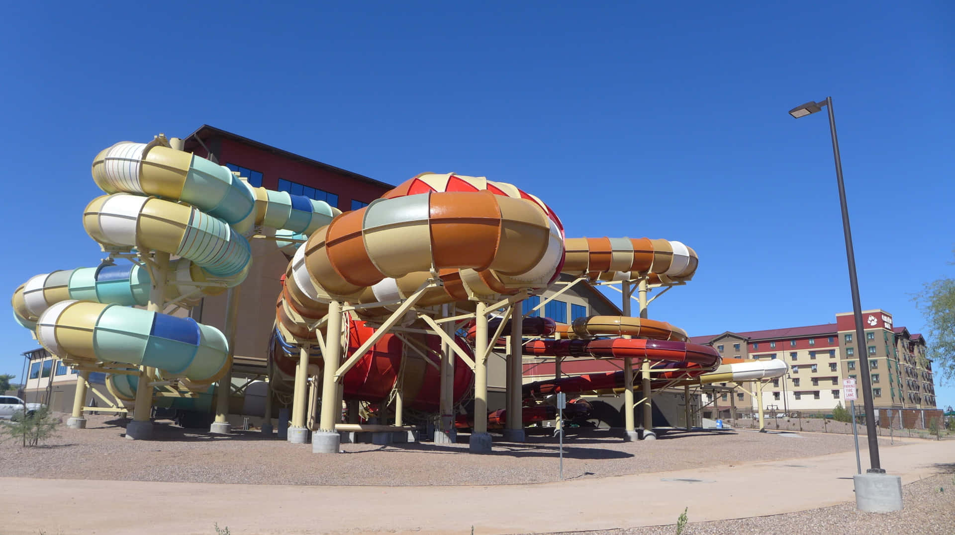 A Large Building With A Water Slide