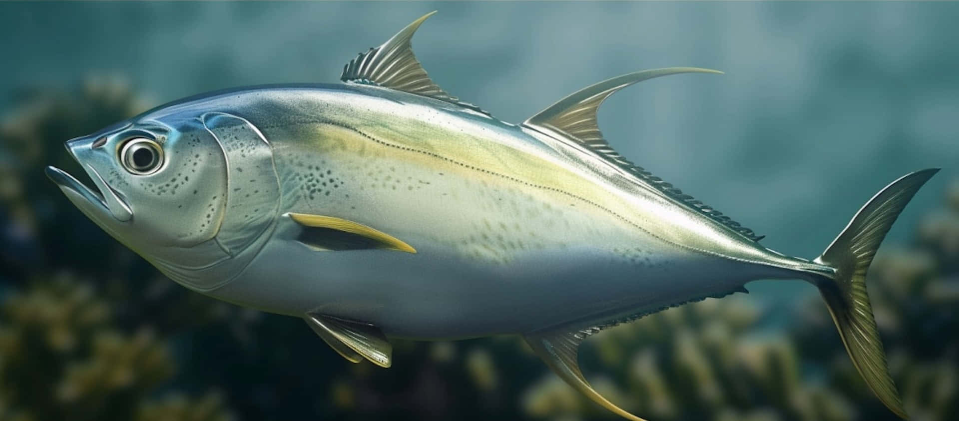 Amberjack Besar Seriola Dumerili Yang Berenang Wallpaper