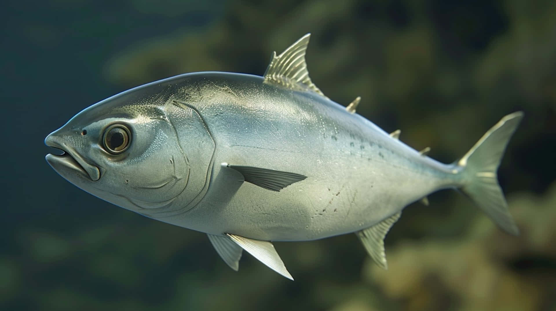 Greater Amberjack Swimming Underwater.jpg Wallpaper