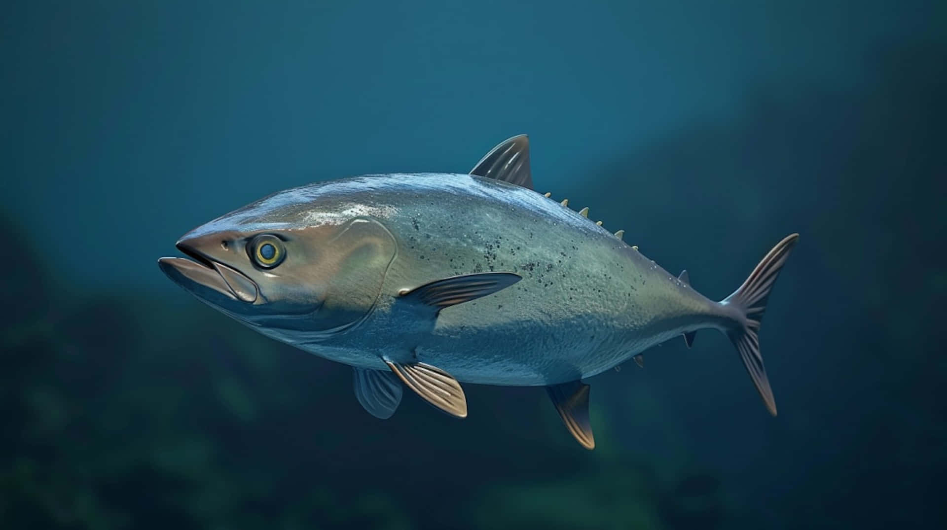 Amberjack Besar Yang Berenang Di Bawah Laut Wallpaper