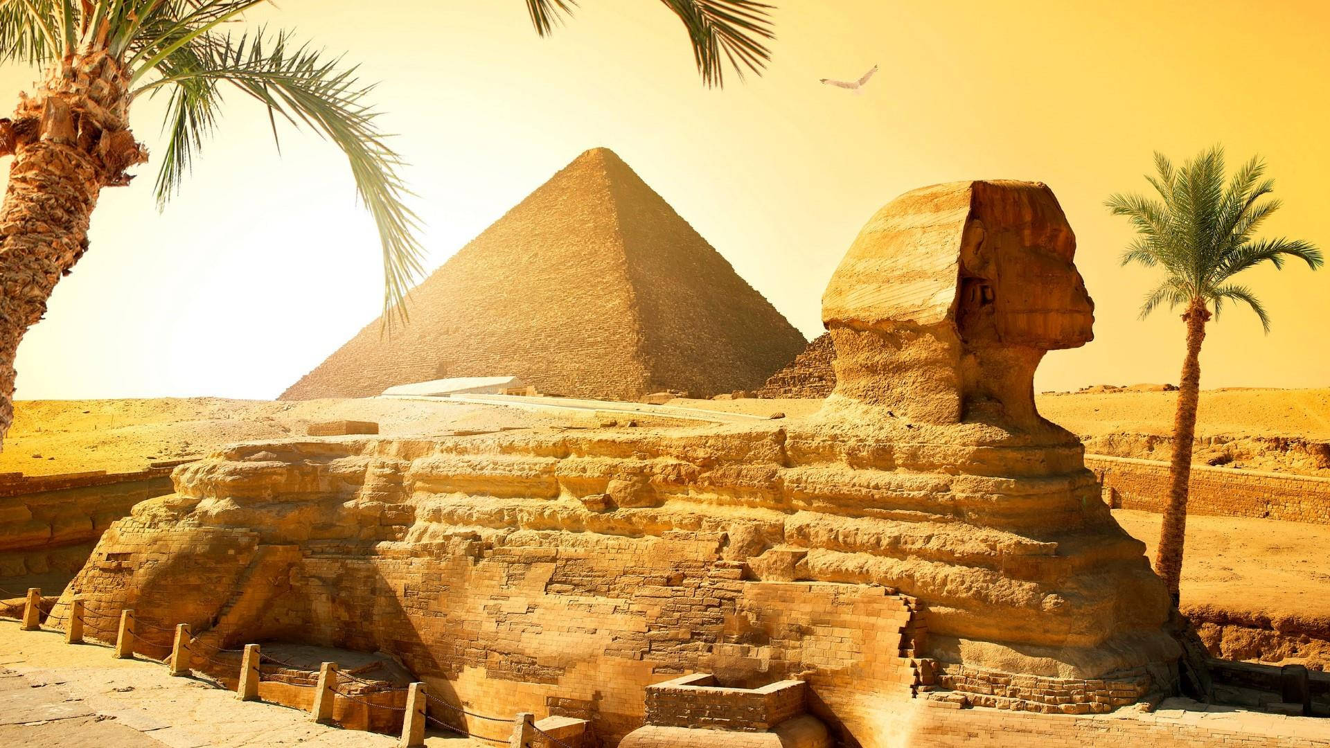 Større Kairo Giza Pyramid & Sphinx baggrund Wallpaper