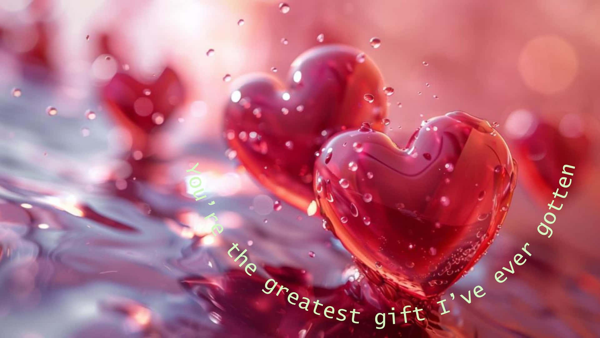 Greatest Gift Love Quote Water Hearts.jpg Wallpaper
