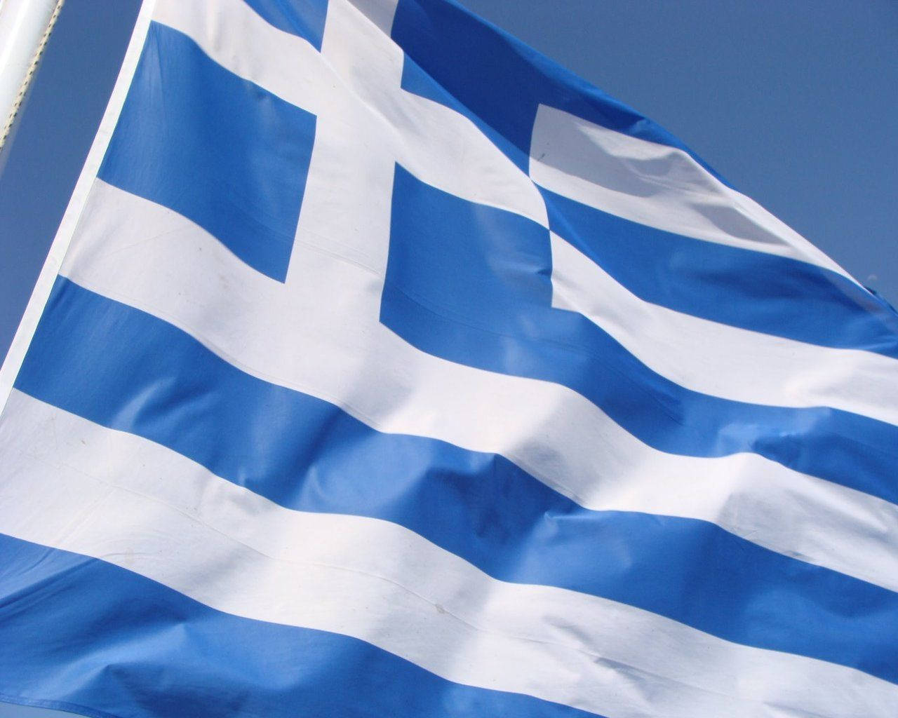 Greece's Flag In Flagpole Wallpaper