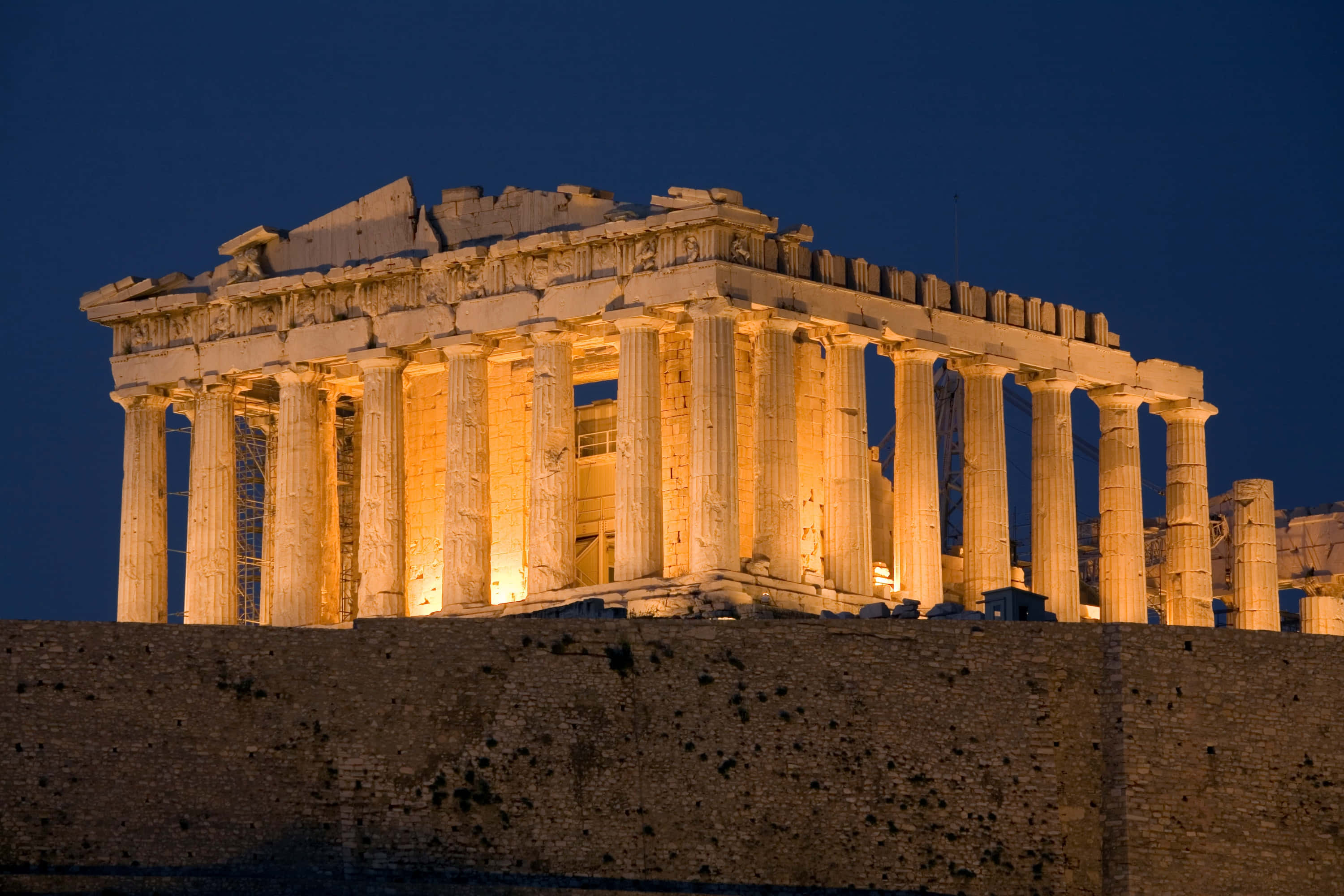 The Parthenon Is Lit Up At Night