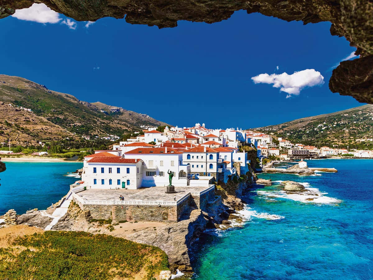 Download Breathtaking view of a Greek beach paradise Wallpaper ...