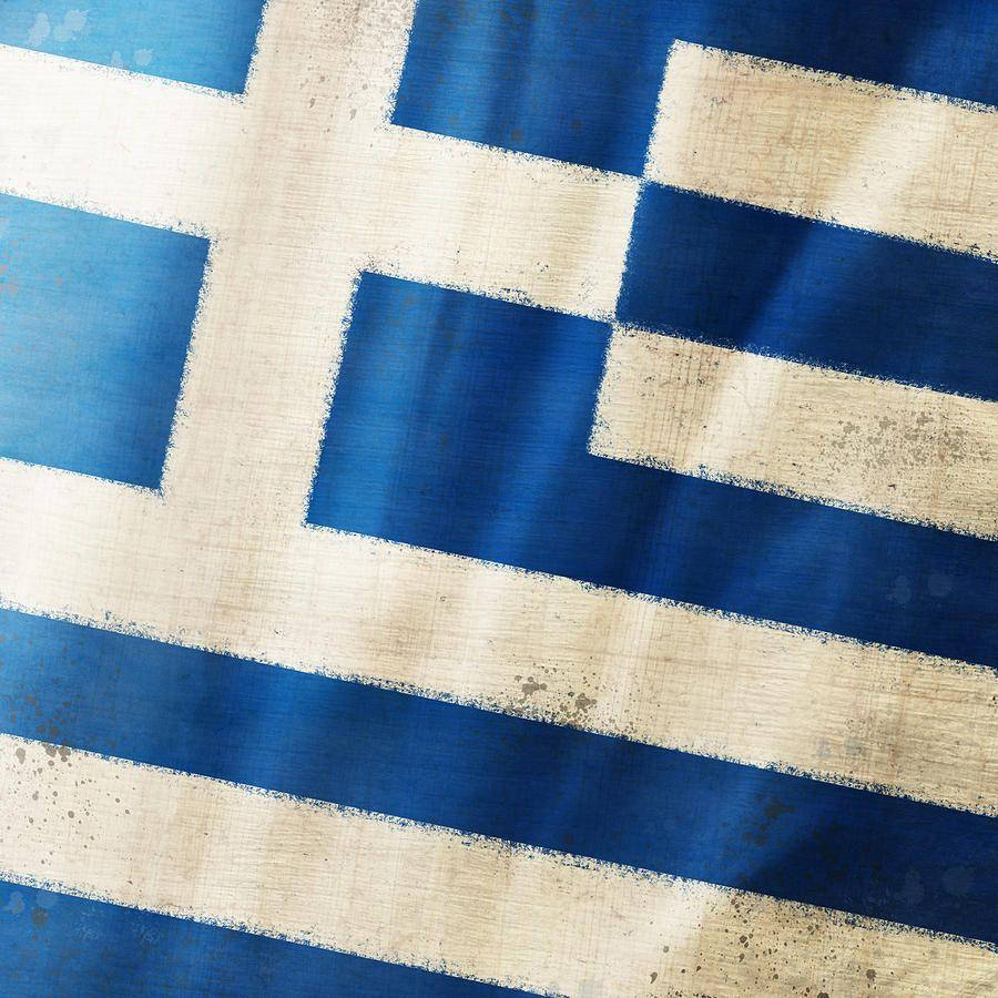 Primo Piano Della Bandiera Greca Sfondo