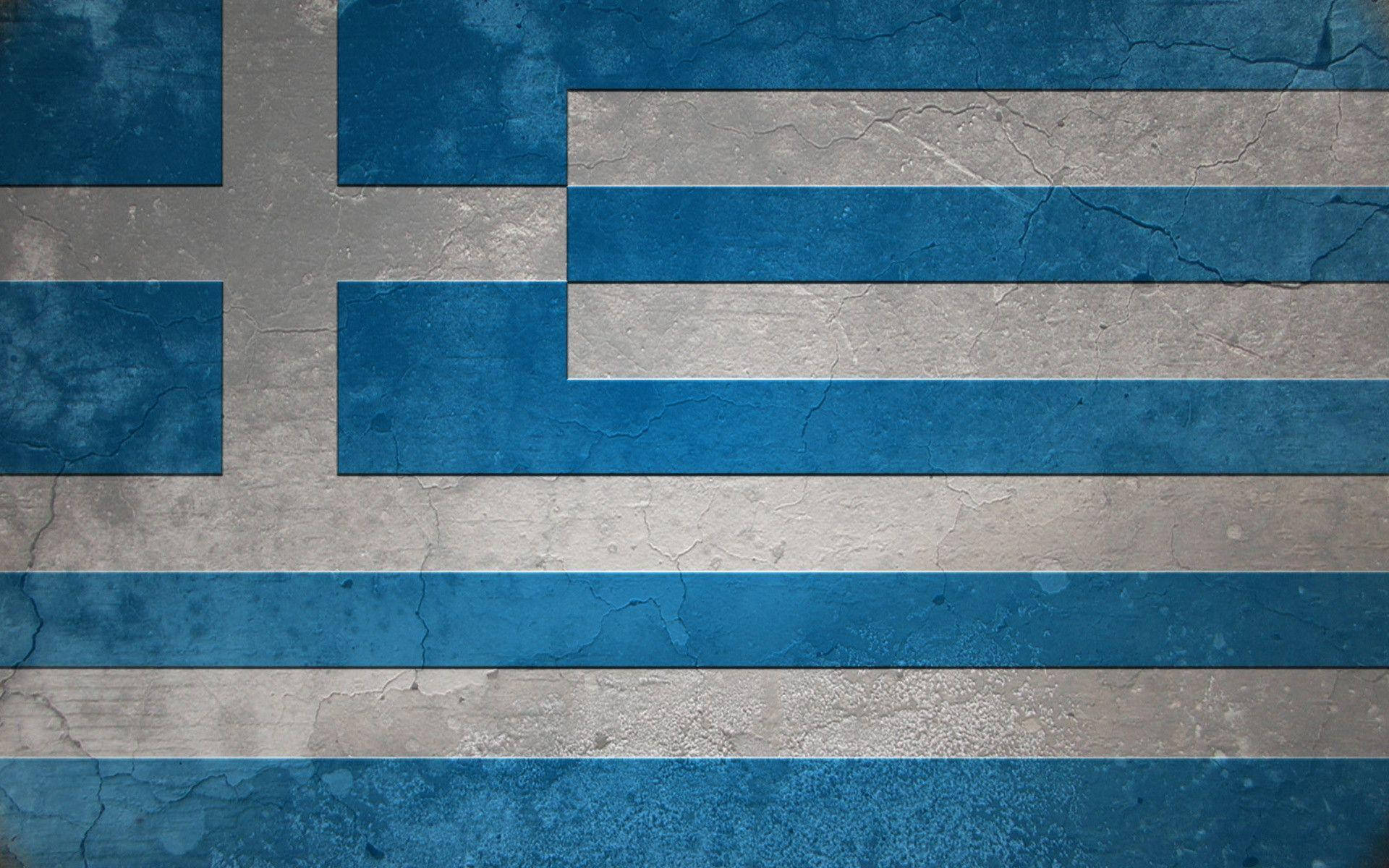 Griechischeflagge Auf Beton Wallpaper