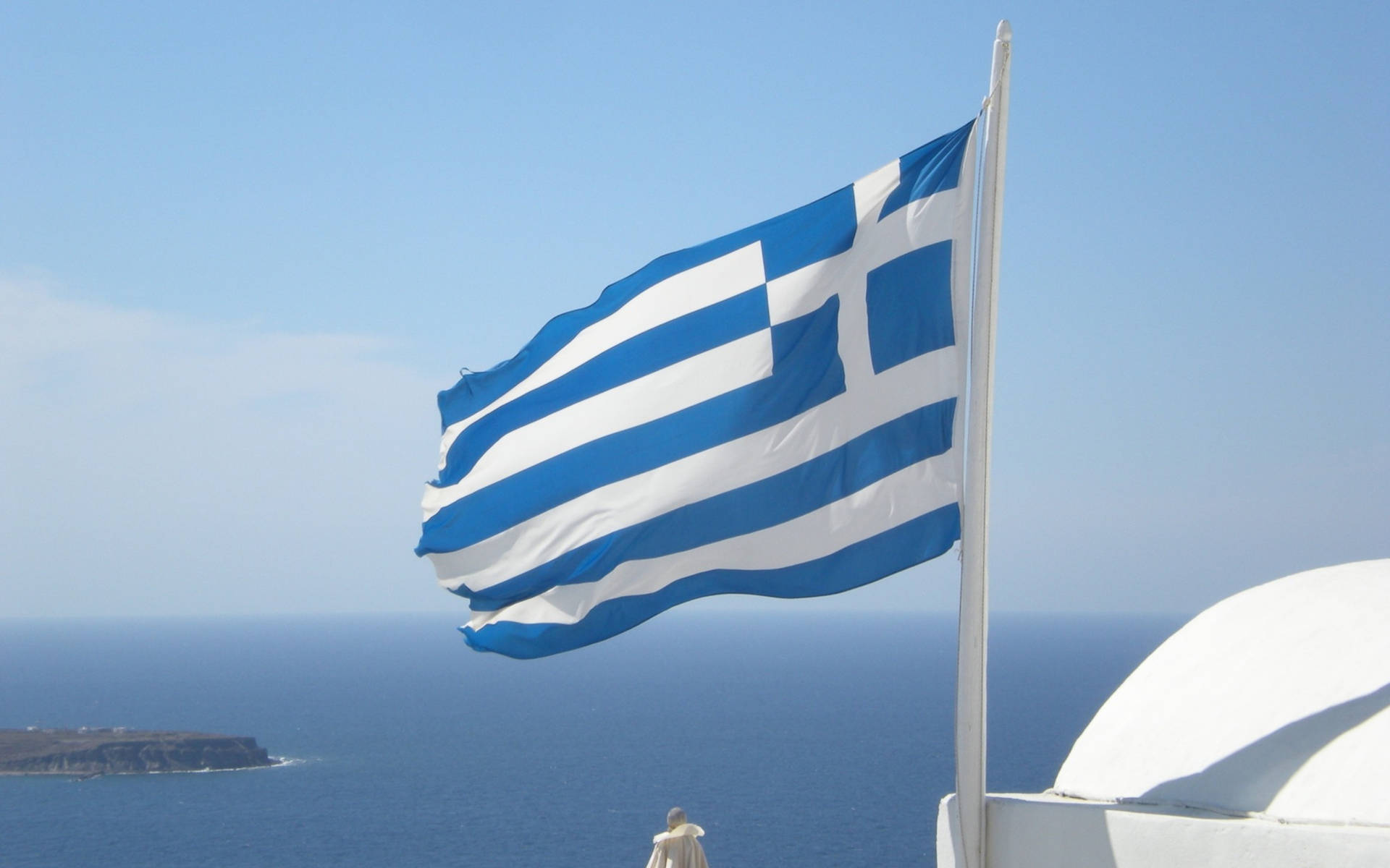 Majestic Greek Flag Soaring High Wallpaper