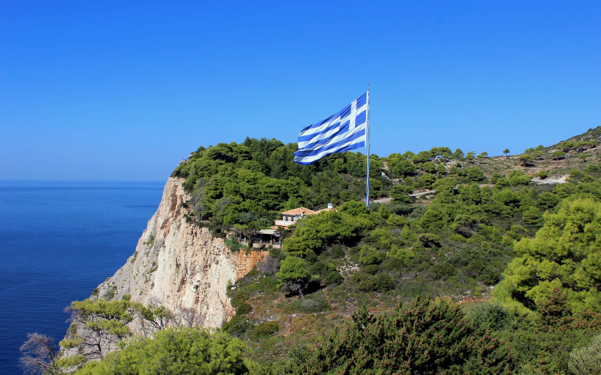 Greek Flag Scenery Wallpaper