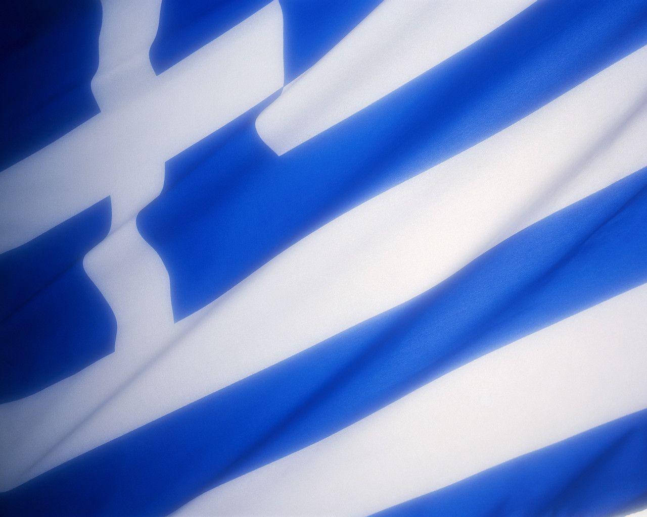 Griechischeflagge Auf Stoff Wallpaper