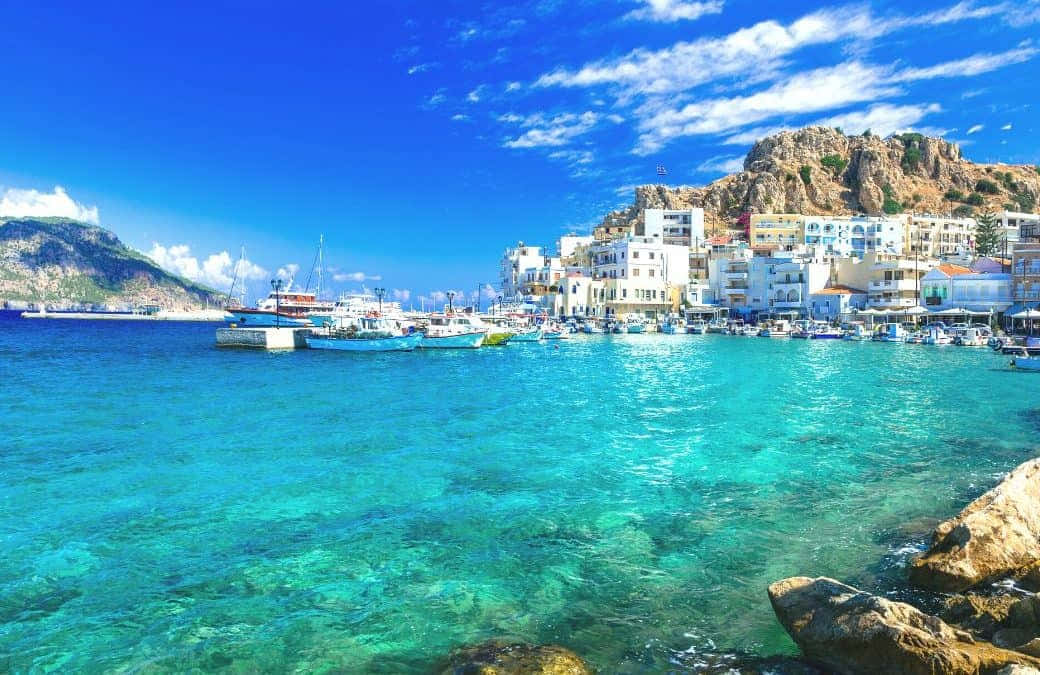 Stunning view of a picturesque Greek Island Wallpaper