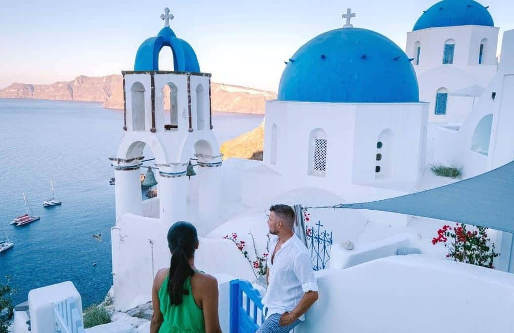 Breathtaking view of a Greek Island Wallpaper