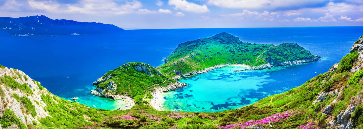 Breathtaking View of a Beautiful Greek Island Wallpaper