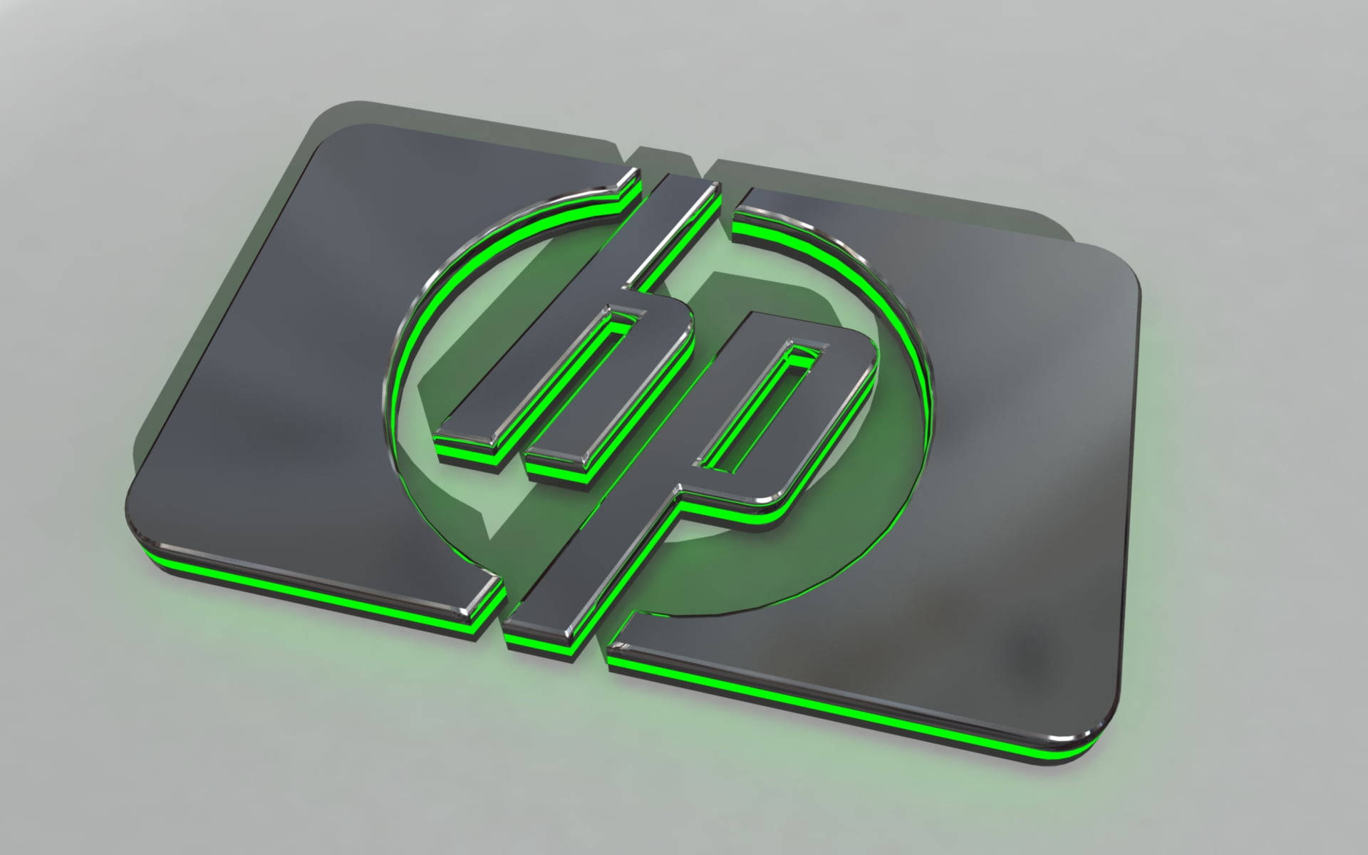 Green 3d Metal Hp Laptop Logo