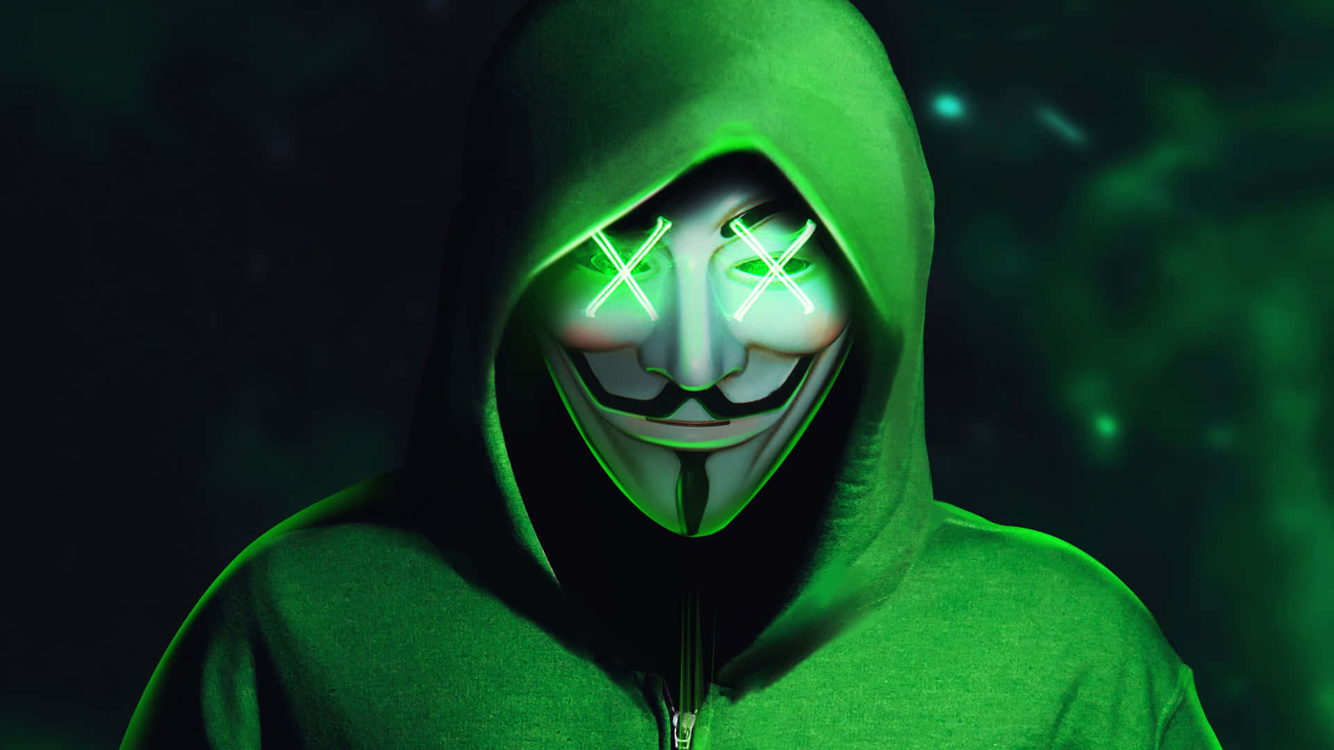 Green 4k Mask Anonymous Hacker Wallpaper