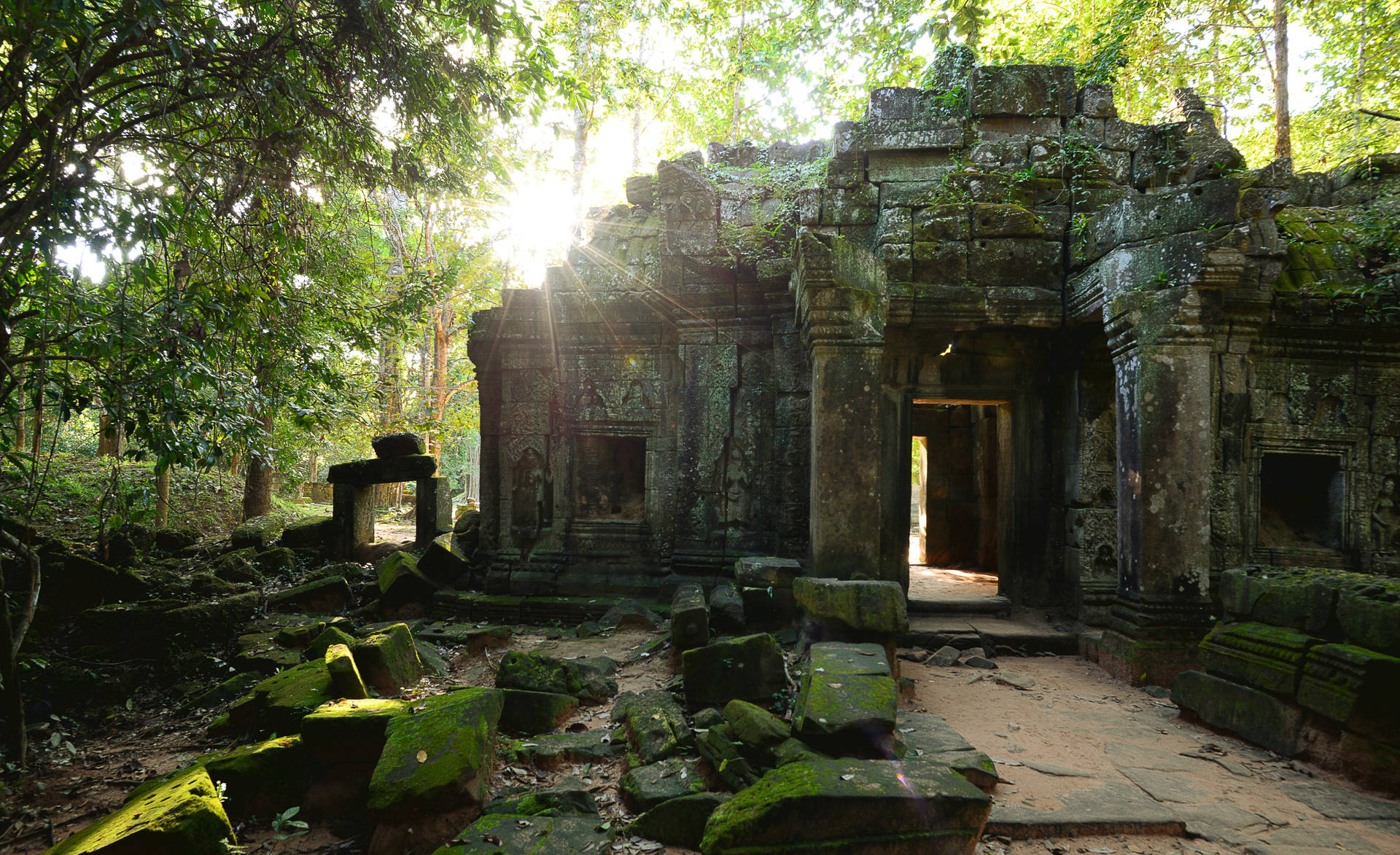 Angkorwat Estetica Verde Sfondo