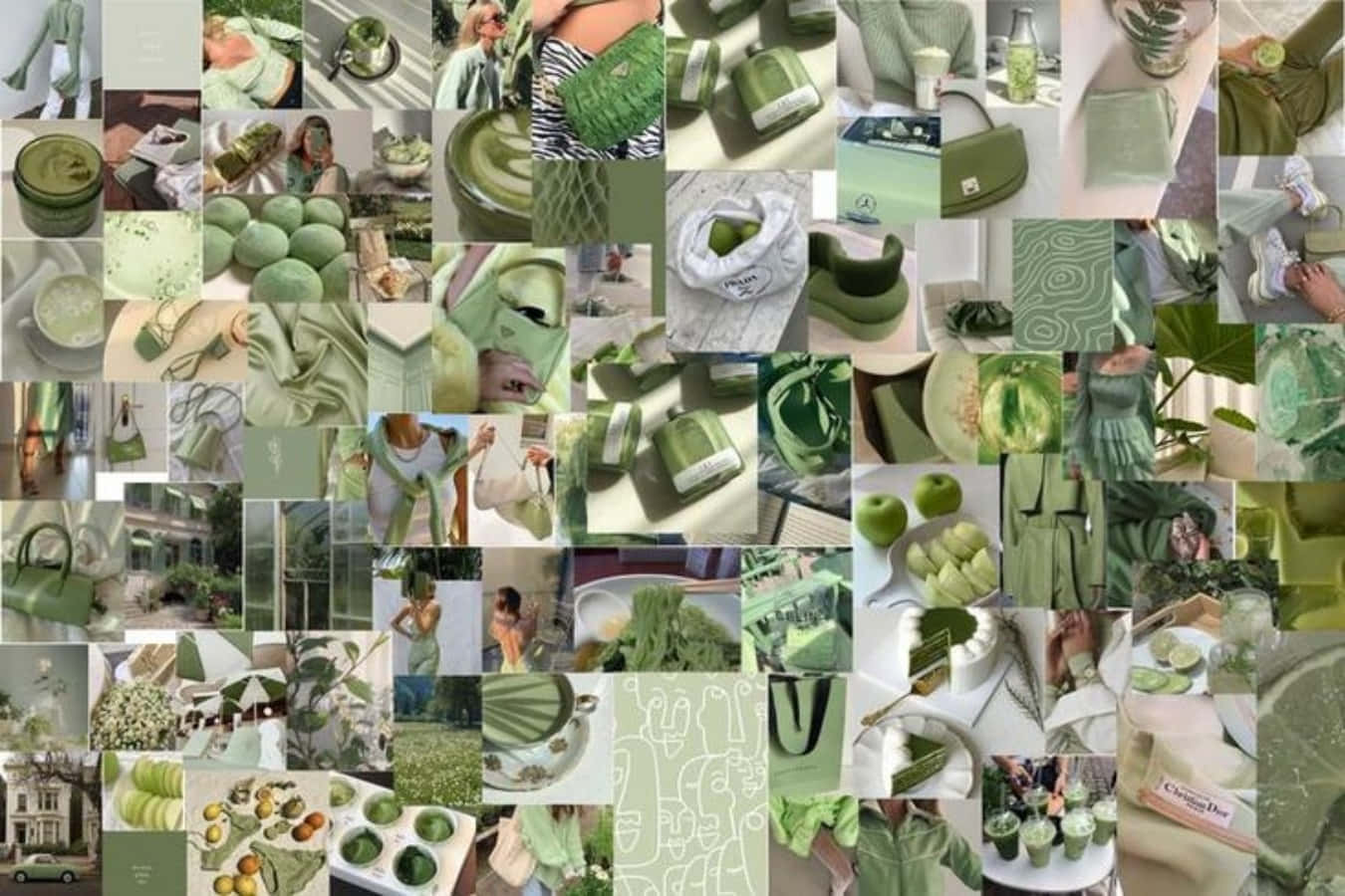 Collage Esthétique Vert Fond d'écran