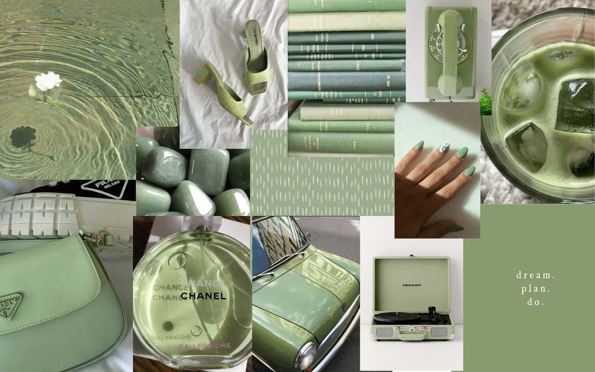 Green Aesthetic Collage Wallpaper