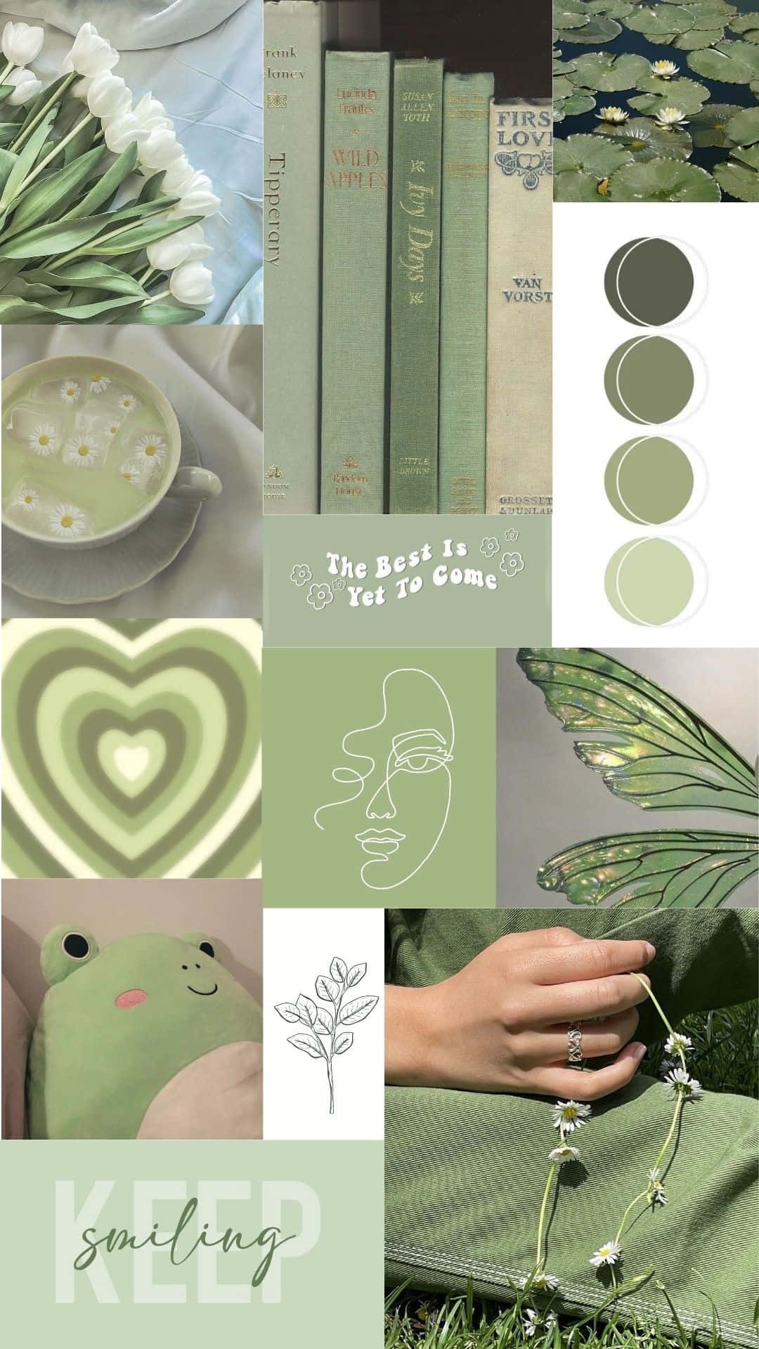 Green Aesthetic Collage Moodboard Wallpaper